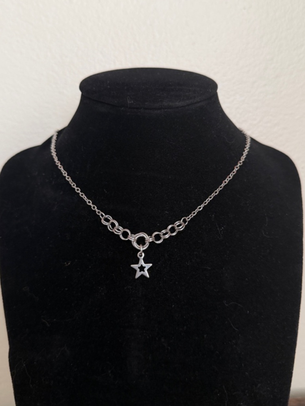 Dainty Hand Crafted Silver Star Pendant Necklace - Silver Stainless Steel